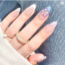 24pcs Black French Press on Nails White Bow Pearl Design Fake Nail